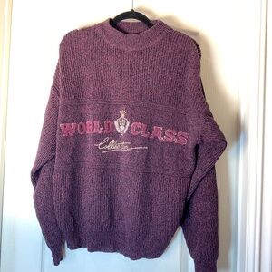 Global‎ Mind vintage burgundy black knit sweater World Class Collection M